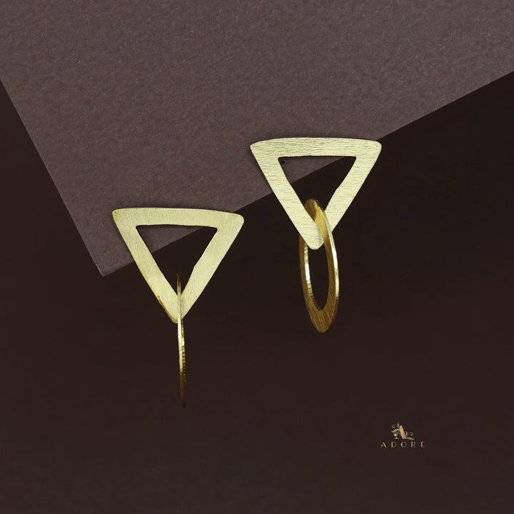 Golden Triangle And Circle Earring