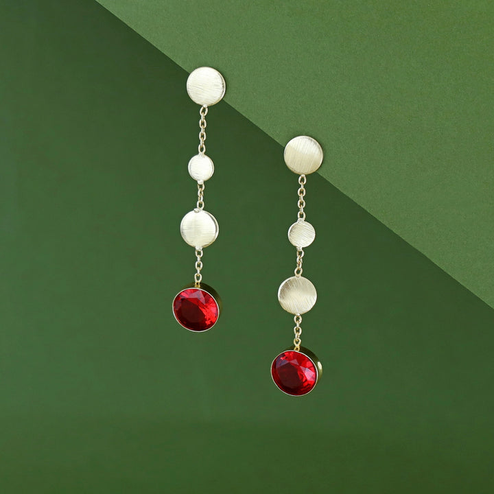 Golden Circle Chainy Glossy Stone Earring