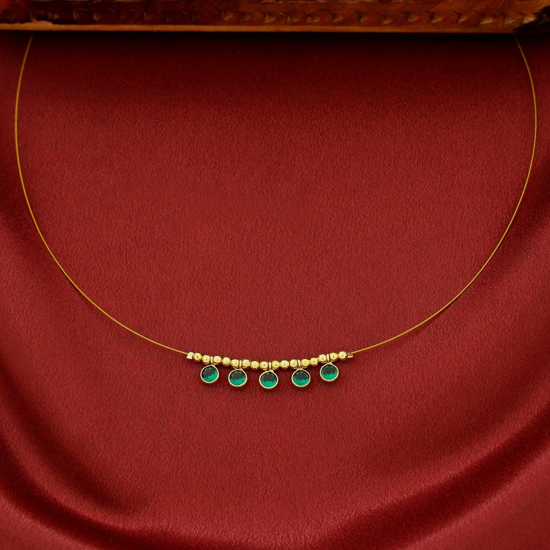 Mini Glossy Circle Golden Ball String Neckpiece