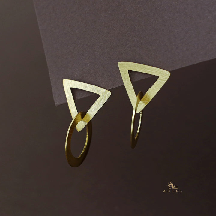 Golden Triangle And Circle Earring