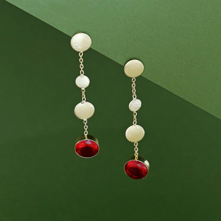 Golden Circle Chainy Glossy Stone Earring