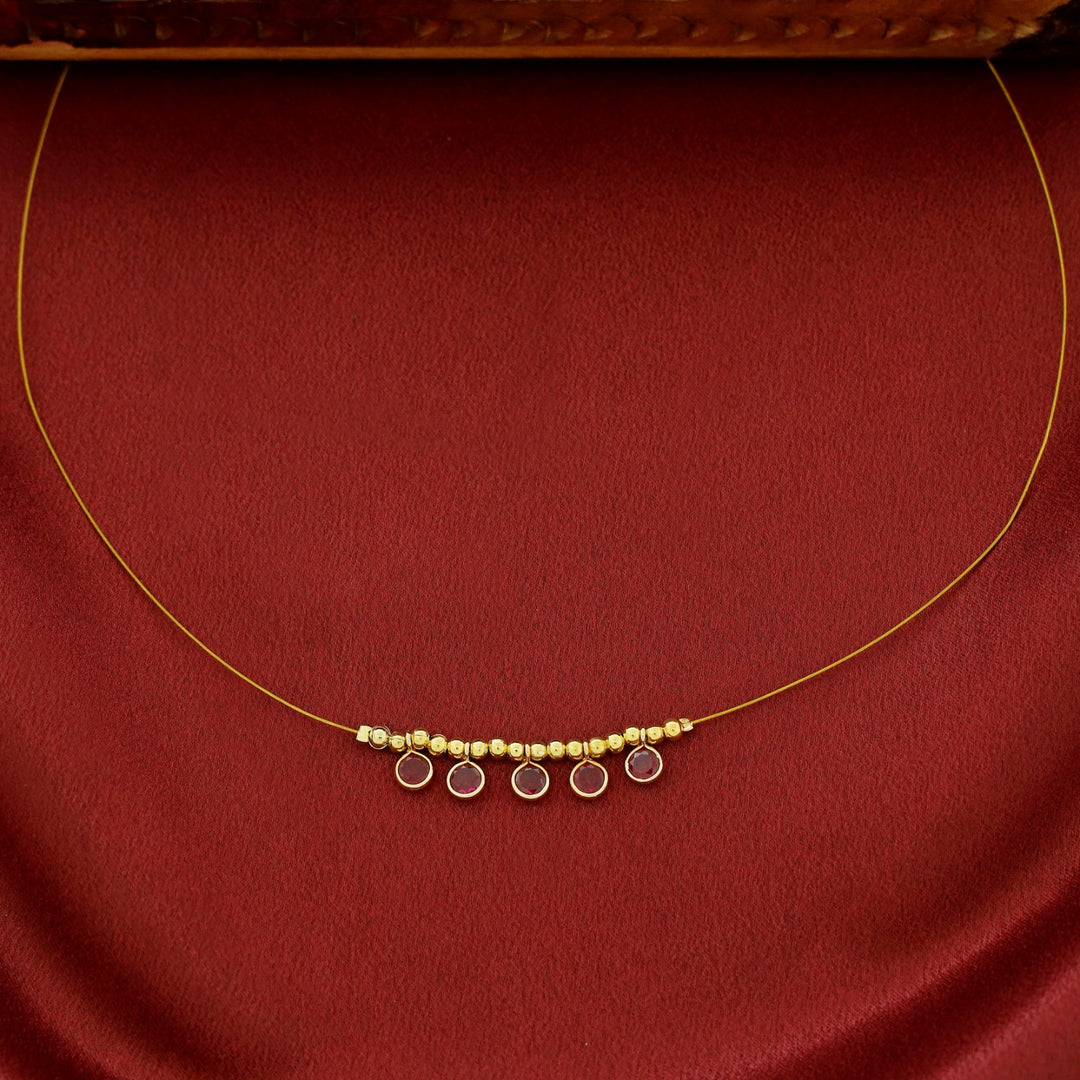 Mini Glossy Circle Golden Ball String Neckpiece