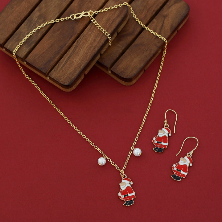 X'mas Charm Single Pendant + Pearl Neckpiece With Drop