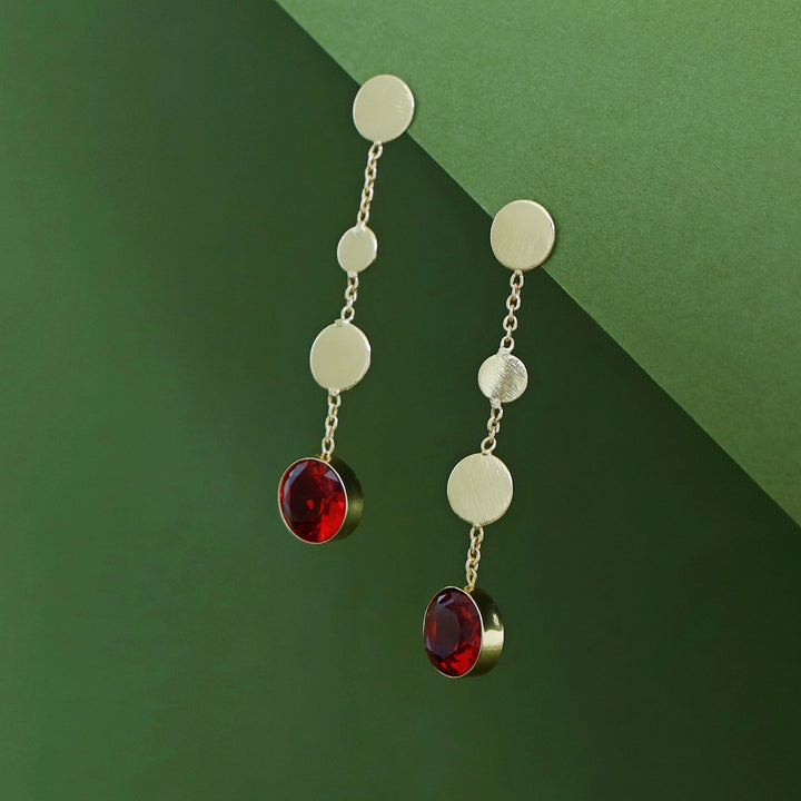 Golden Circle Chainy Glossy Stone Earring