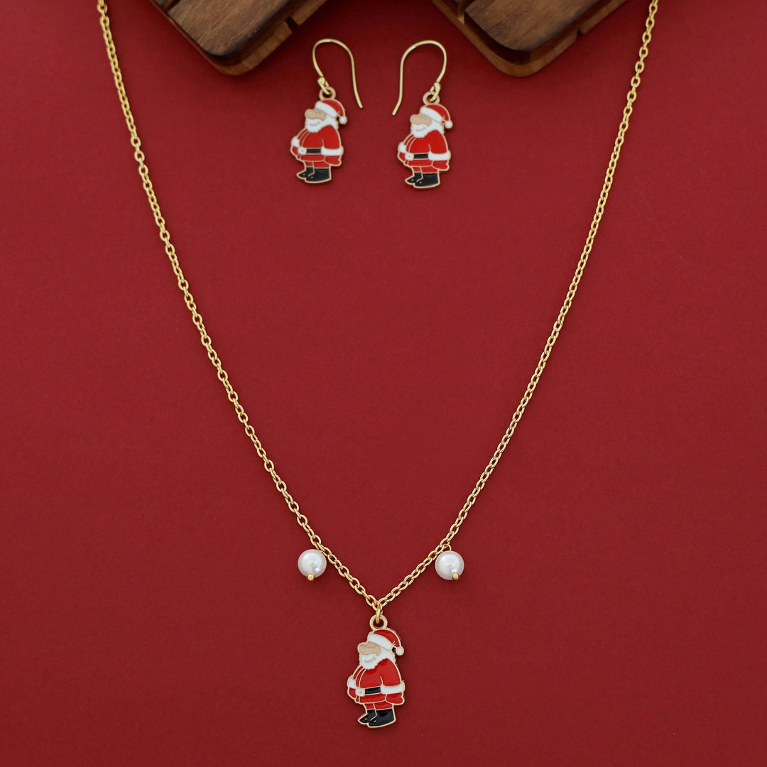 X'mas Charm Single Pendant + Pearl Neckpiece With Drop