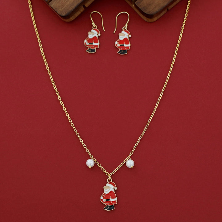 X'mas Charm Single Pendant + Pearl Neckpiece With Drop