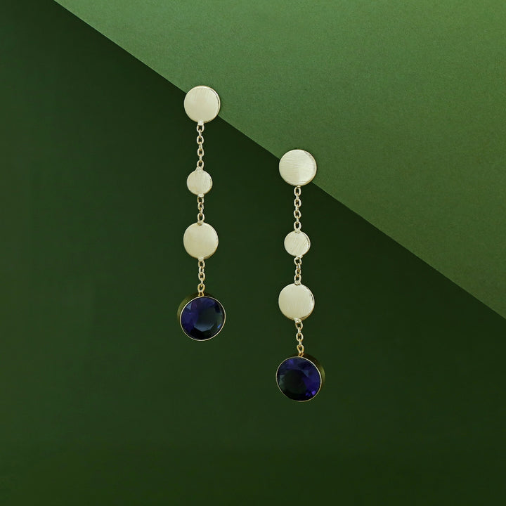 Golden Circle Chainy Glossy Stone Earring