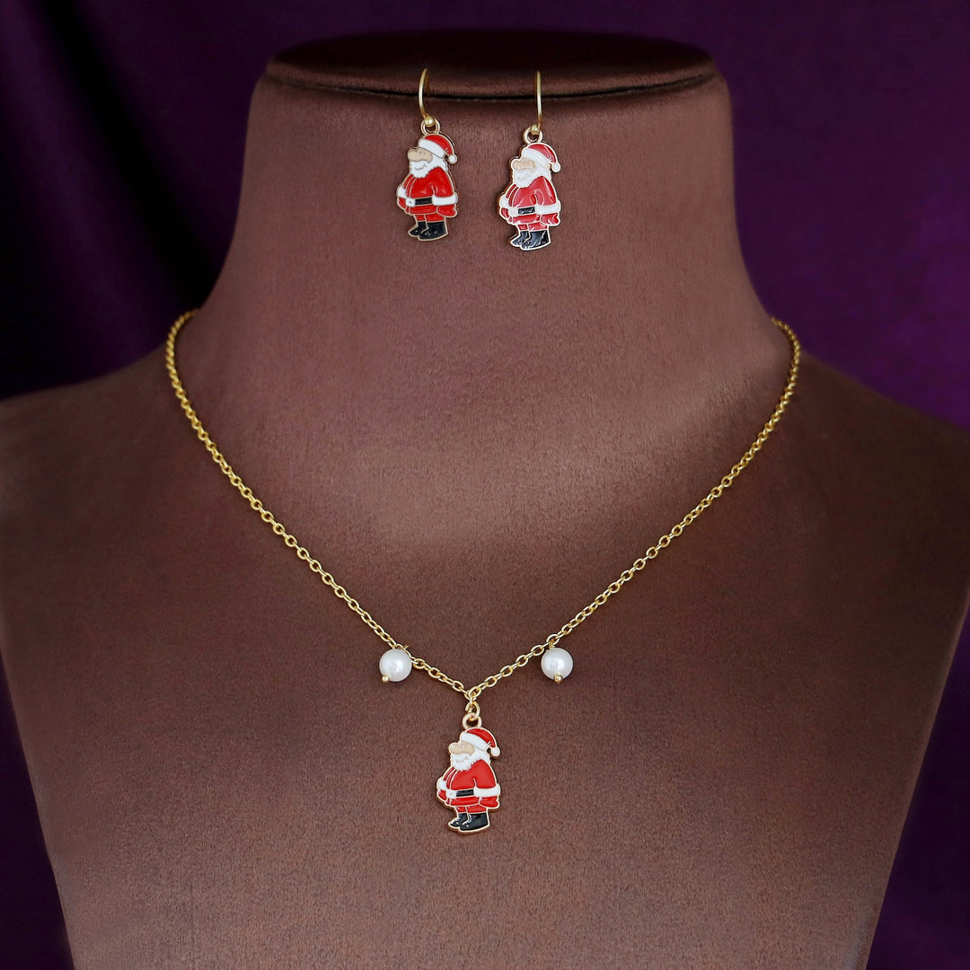 X'mas Charm Single Pendant + Pearl Neckpiece With Drop