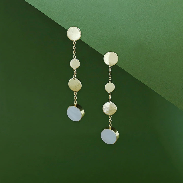 Golden Circle Chainy Glossy Stone Earring