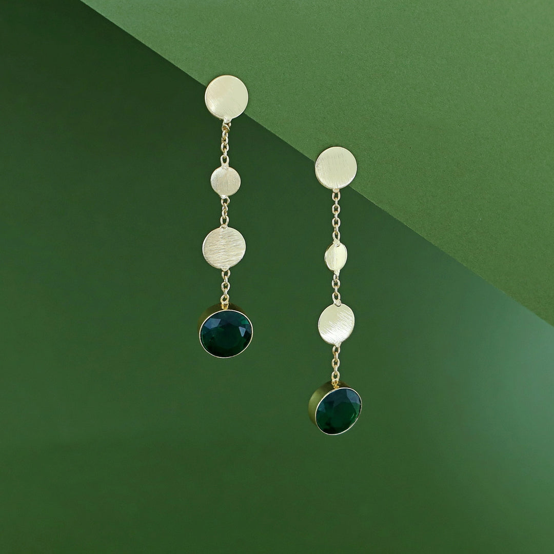 Golden Circle Chainy Glossy Stone Earring
