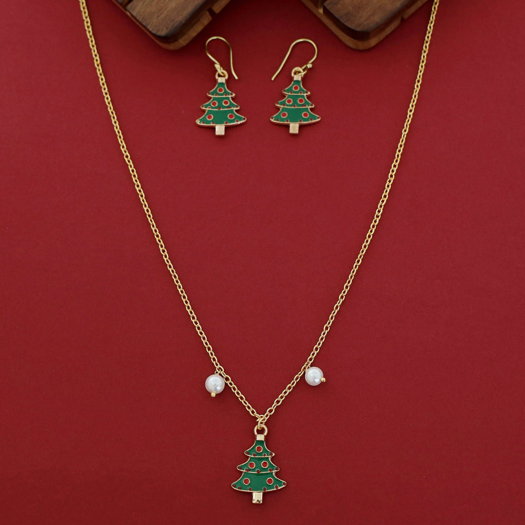 X'mas Charm Single Pendant + Pearl Neckpiece With Drop