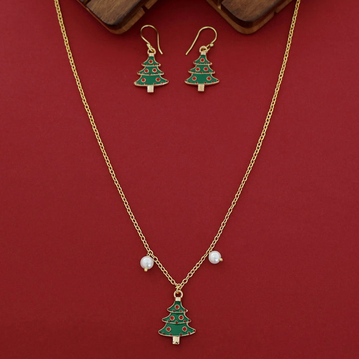 X'mas Charm Single Pendant + Pearl Neckpiece With Drop