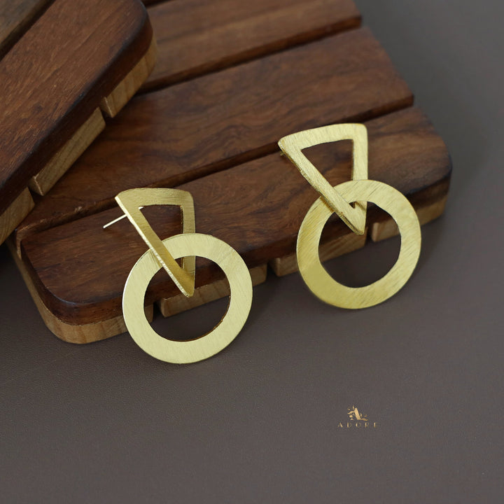 Golden Triangle And Circle Earring