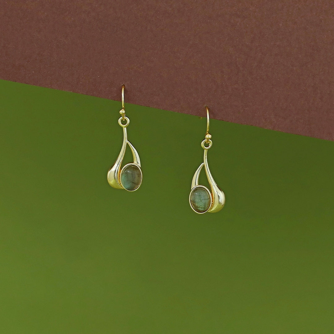 Faina Golden Glossy Stone  Drop