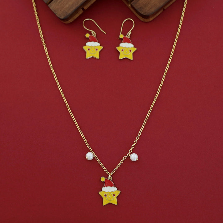 X'mas Charm Single Pendant + Pearl Neckpiece With Drop