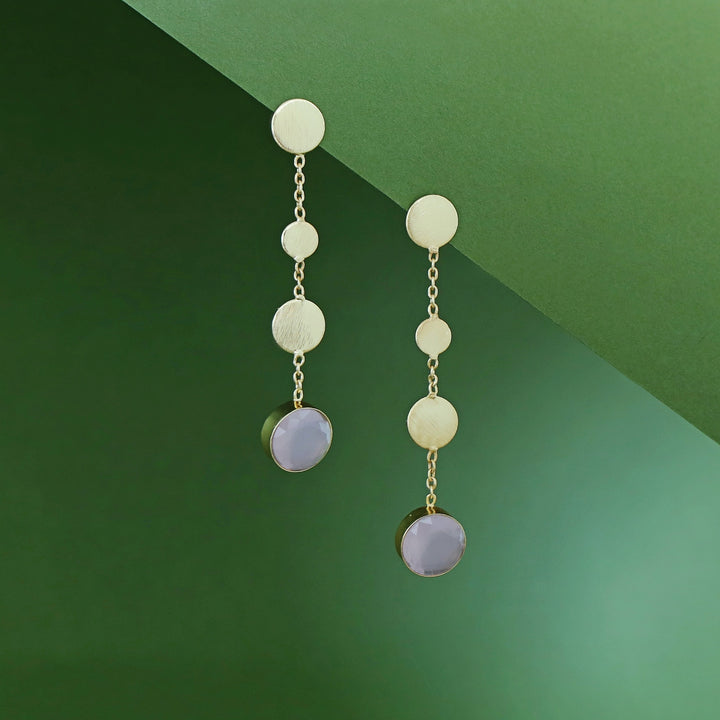 Golden Circle Chainy Glossy Stone Earring