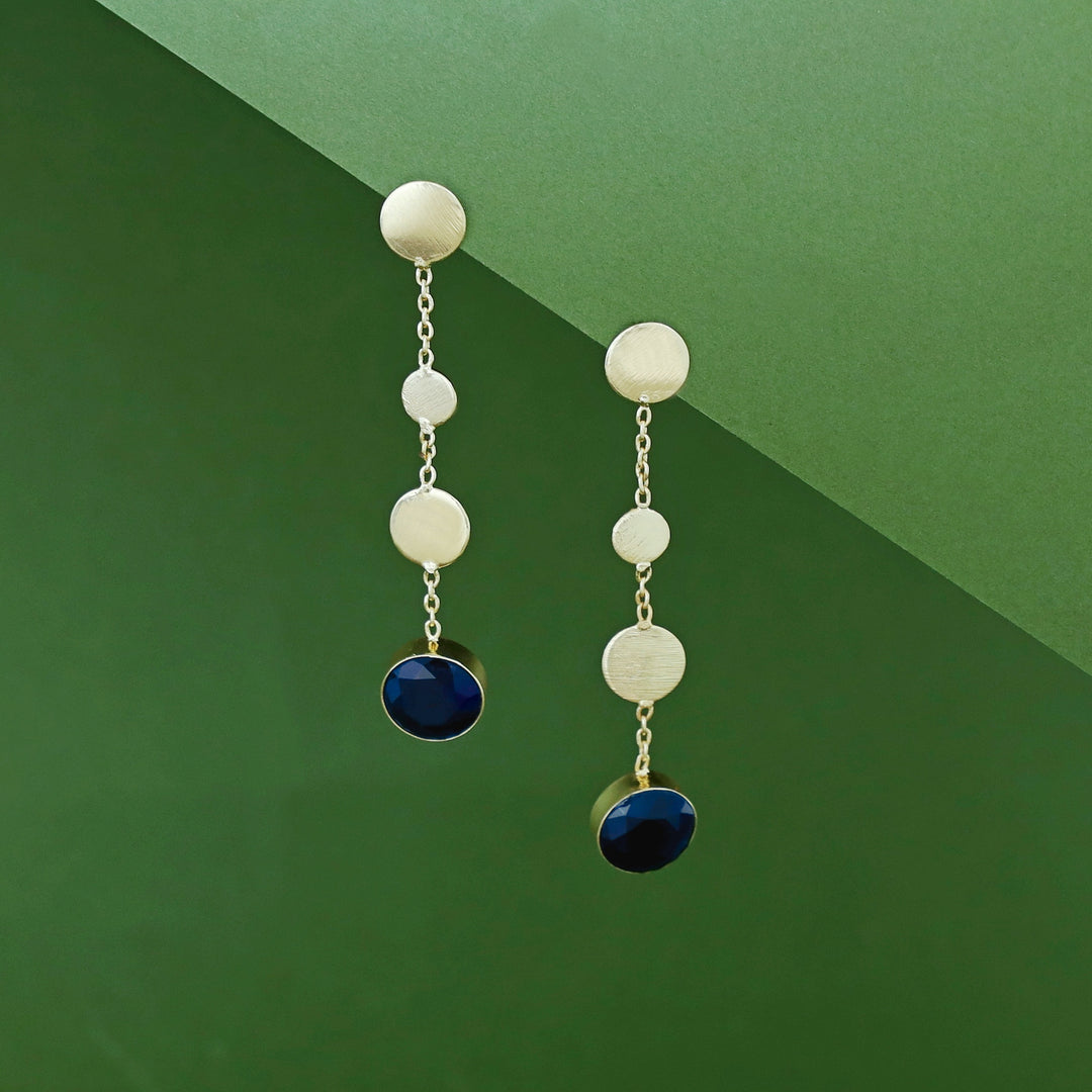 Golden Circle Chainy Glossy Stone Earring