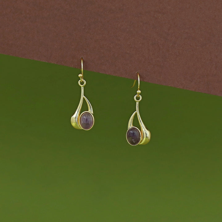 Faina Golden Glossy Stone  Drop