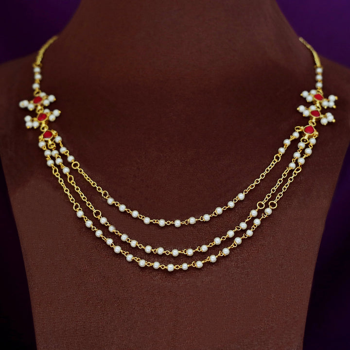 Sarika 3 Layer Pearl Drop Neckpiece