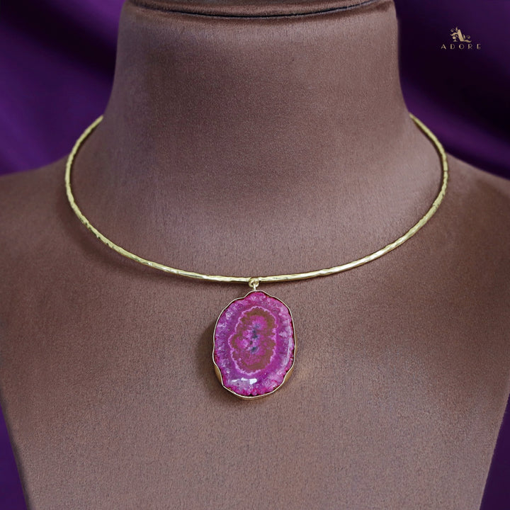 Golden Hammered Solar Agate Neck Cuff