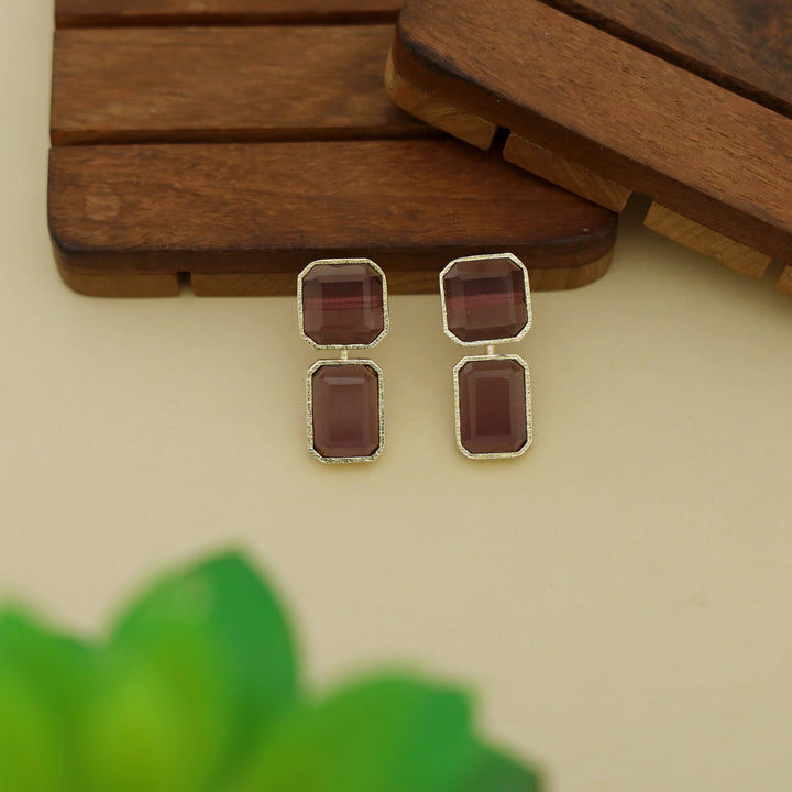 Adore - 2 Stone Square Daily Wear Earrings (Colours Available)