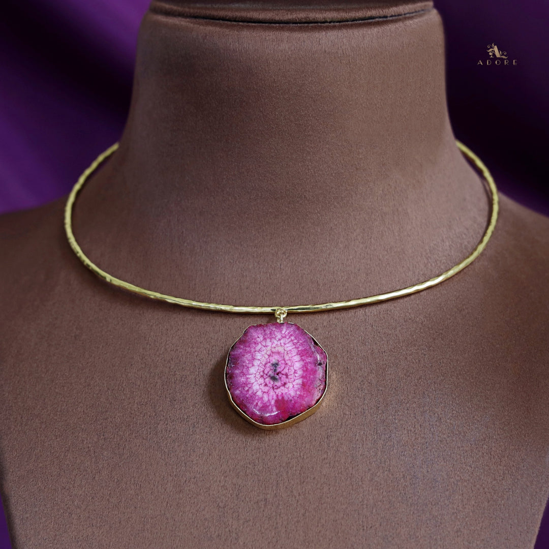 Golden Hammered Solar Agate Neck Cuff