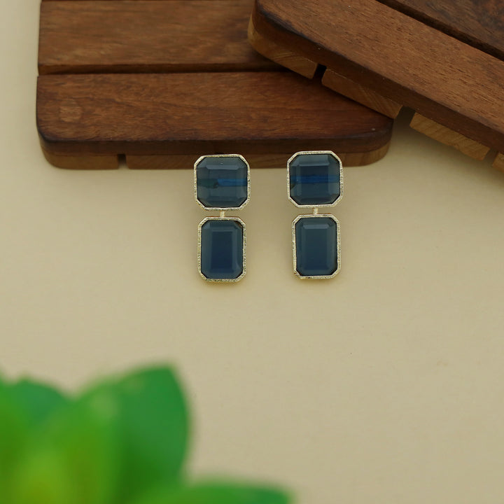 Adore - 2 Stone Square Daily Wear Earrings (Colours Available)