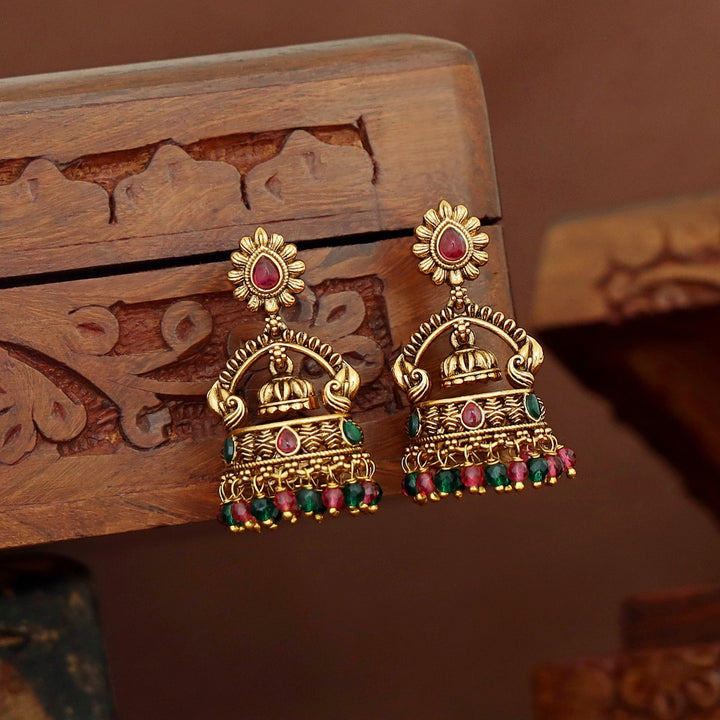 Mounika Floral Beaded Jhumka