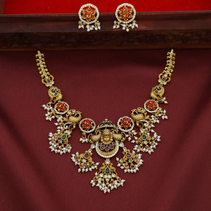 Kanyadhika Tirupati Myura Short Neckpiece with Earring