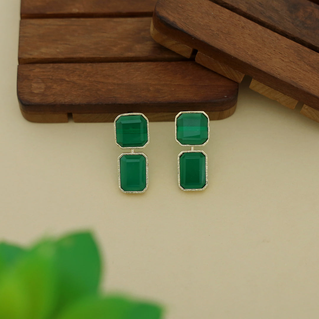 Adore - 2 Stone Square Daily Wear Earrings (Colours Available)