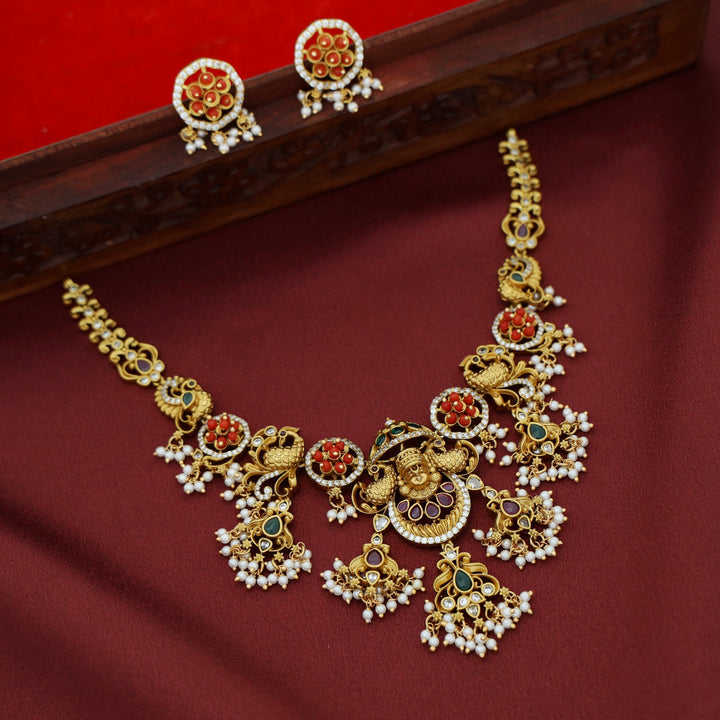 Kanyadhika Tirupati Myura Short Neckpiece with Earring