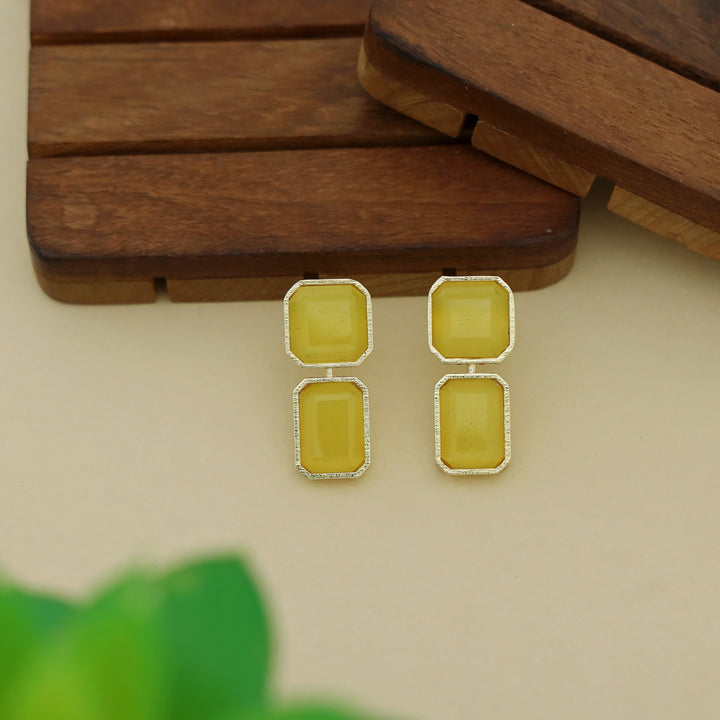 Adore - 2 Stone Square Daily Wear Earrings (Colours Available)
