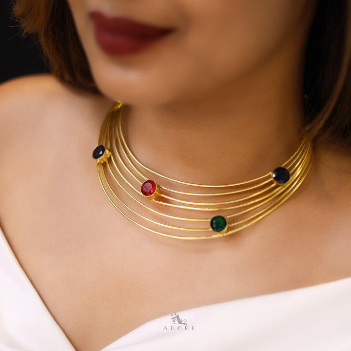 Golden 7 Layer Glossy Round Neck Cuff