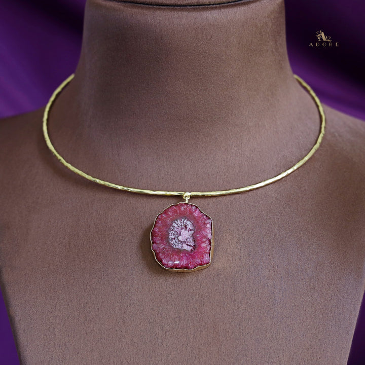 Golden Hammered Solar Agate Neck Cuff