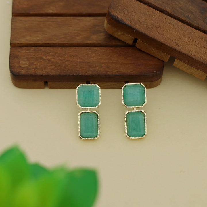 Adore - 2 Stone Square Daily Wear Earrings (Colours Available)
