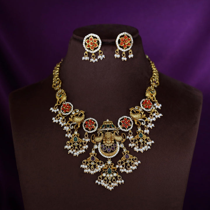Kanyadhika Tirupati Myura Short Neckpiece with Earring