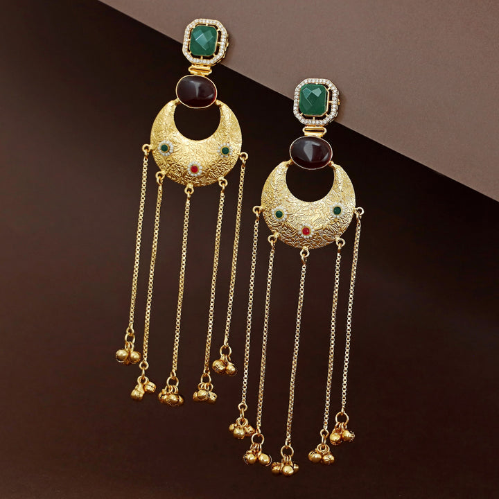 Aadya Half Moon Hanging Ghungroo Kashmiri Earring