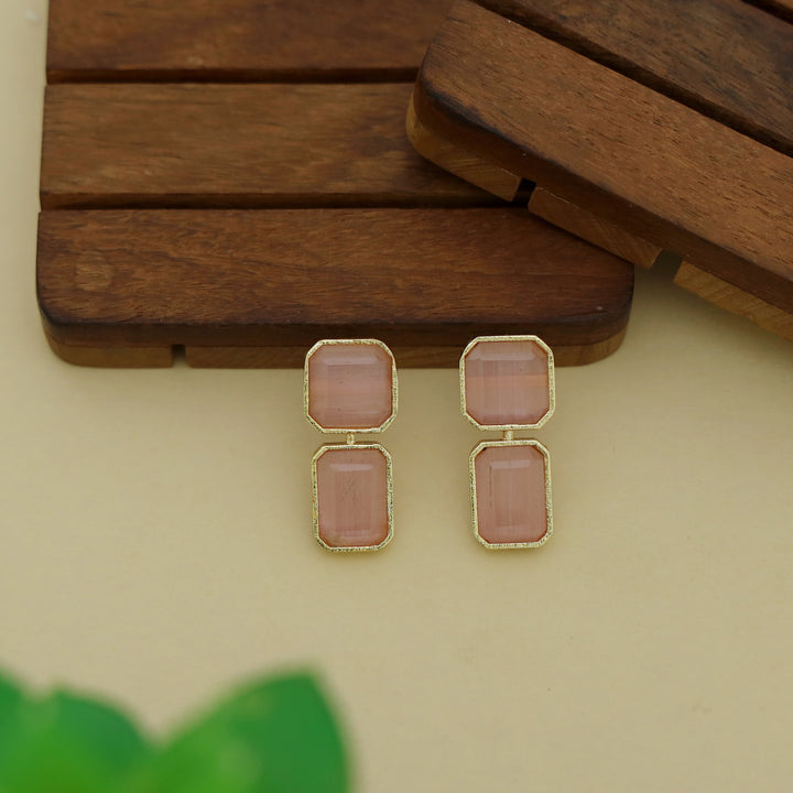 Adore - 2 Stone Square Daily Wear Earrings (Colours Available)