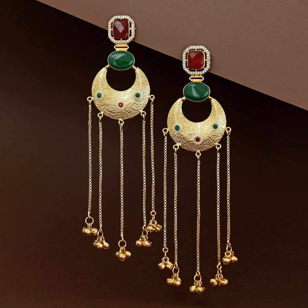Aadya Half Moon Hanging Ghungroo Kashmiri Earring