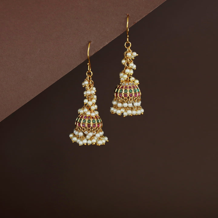 Shubha Cluster Pearl Drop Jhumka