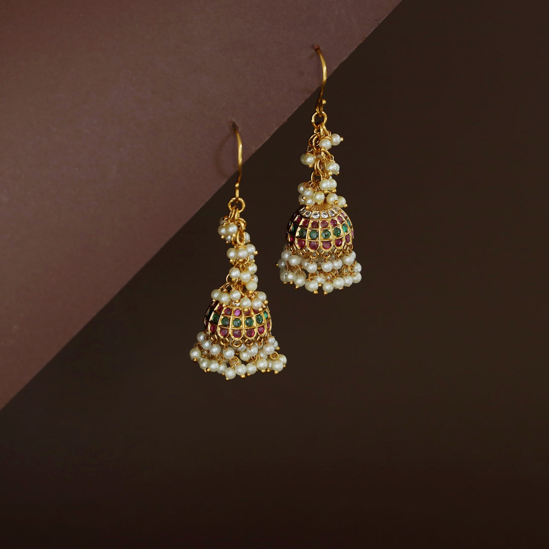 Shubha Cluster Pearl Drop Jhumka