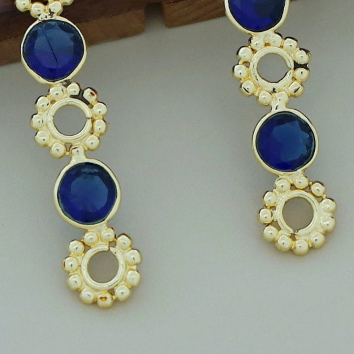 Geetika Golden Tri Glossy Stone Earring