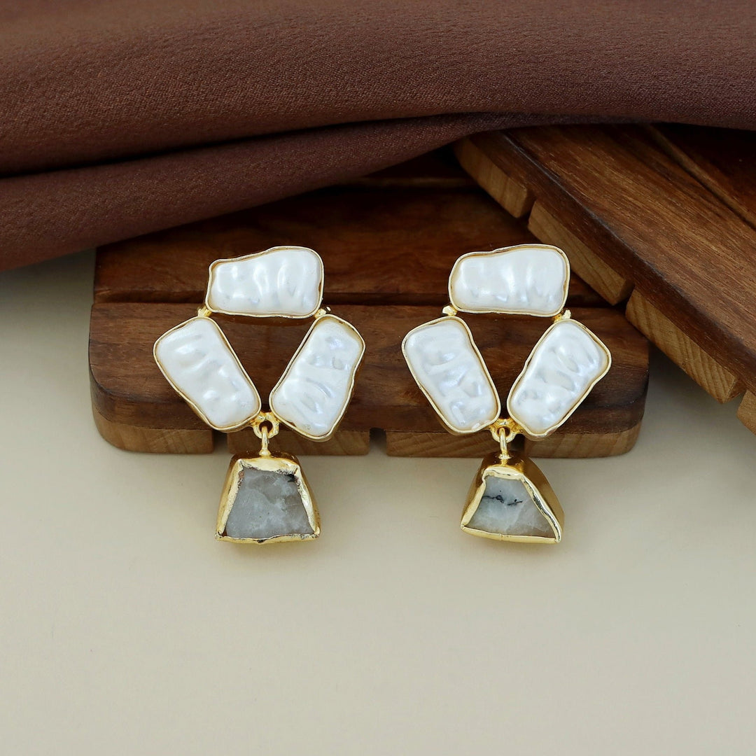 Shanaya Raw Stone + Baroque Earring