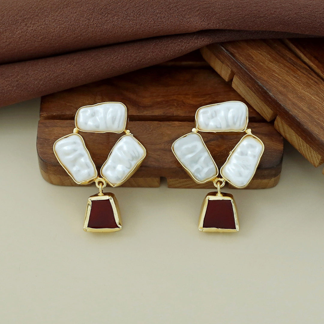 Shanaya Raw Stone + Baroque Earring