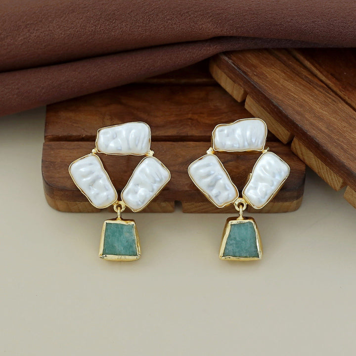Shanaya Raw Stone + Baroque Earring