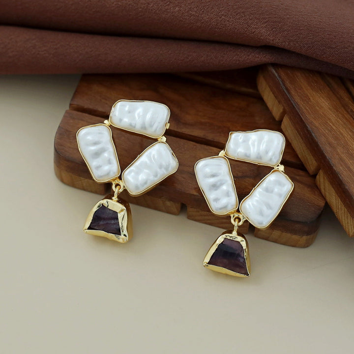 Shanaya Raw Stone + Baroque Earring