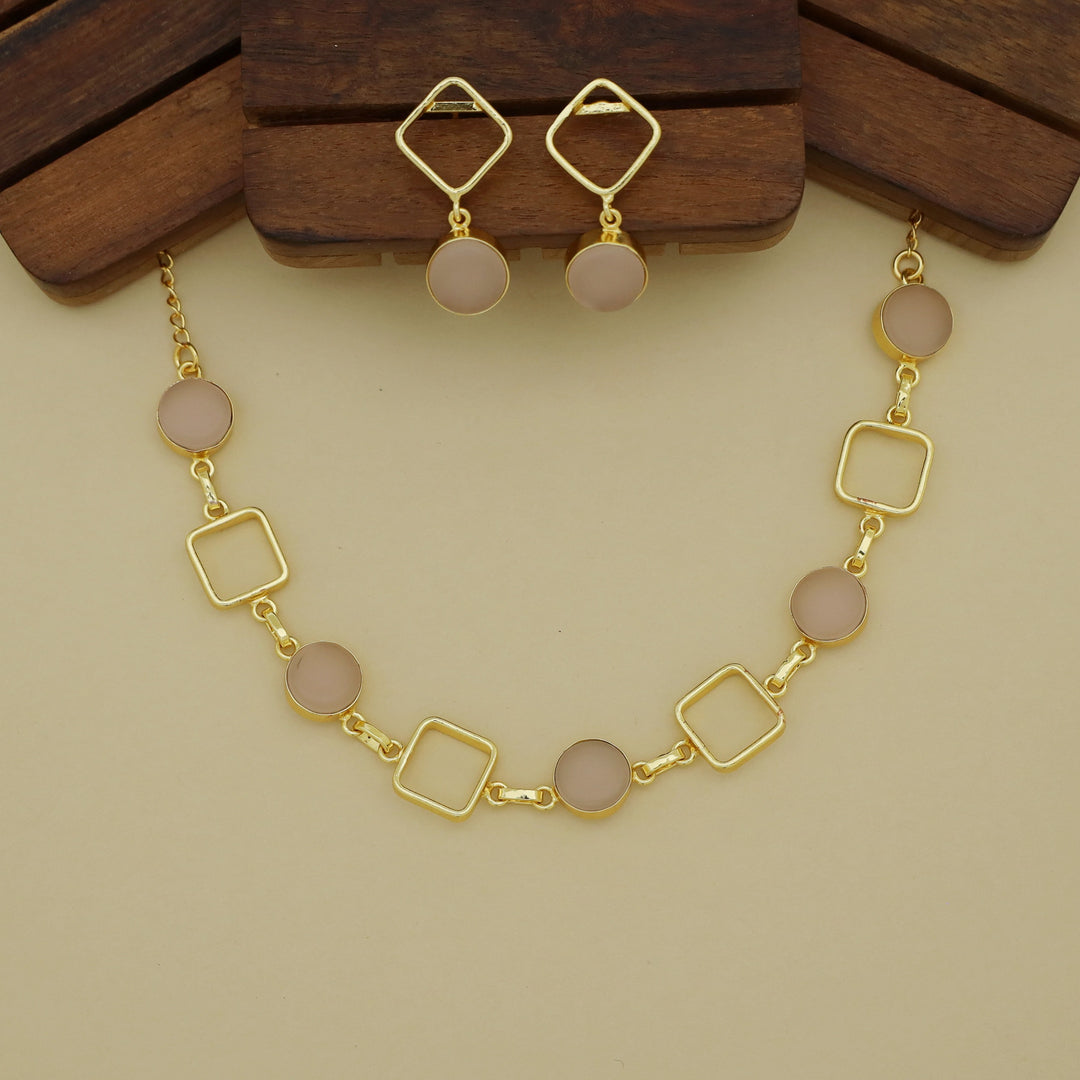 Charul Glossy 4 Square Neckpiece With Earring
