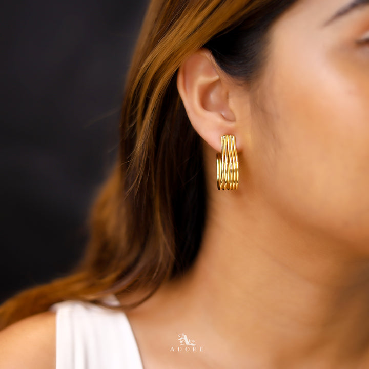 Golden Five Layer Twist Hoop