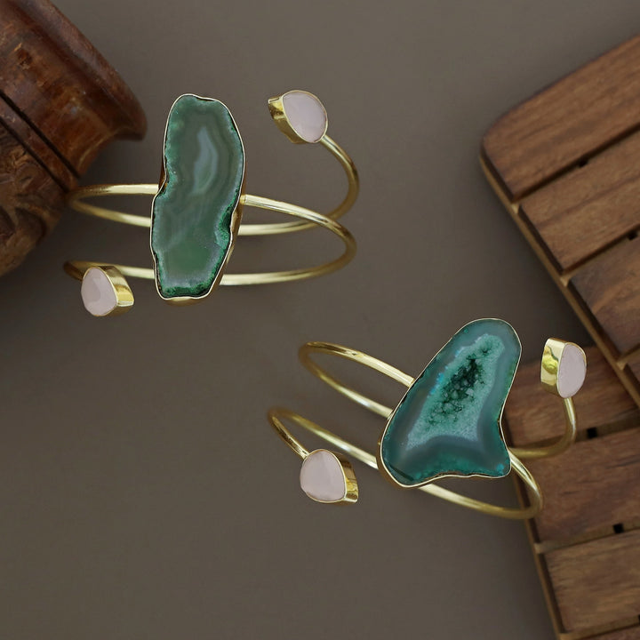 Isabella Golden Agate + Glossy Stone Bangle