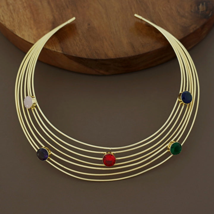 Golden 7 Layer Glossy Round Neck Cuff
